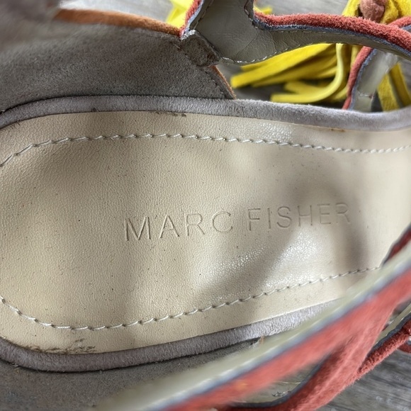 Marc Fisher Women’s Frayz Leather Block Heel Open Toe Sandal, Tan Brown, sz 6.5 - Picture 8 of 10